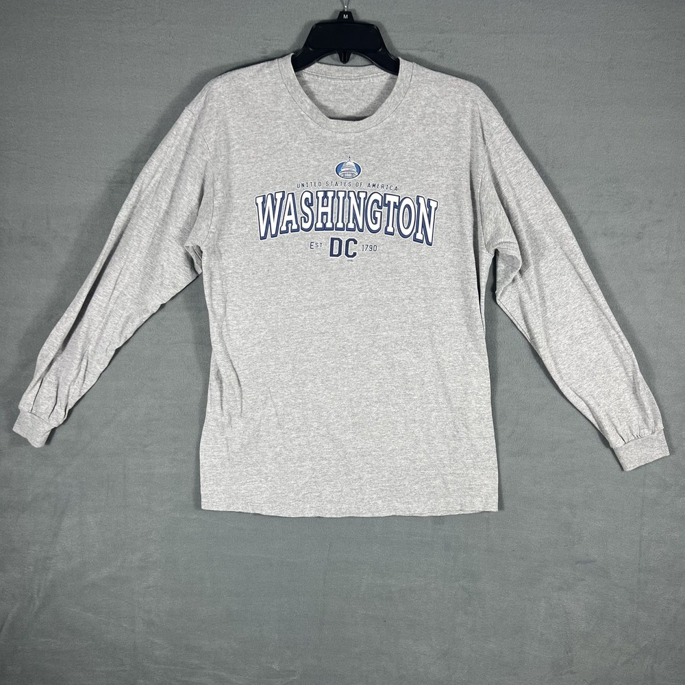 Washington‎ DC Long Sleeve T-Shirt Men's M Heather Gray Capitol Building Graphic